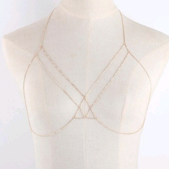 NWOT La Kitten Studio Gold Bra Chest Harness Sexy Club Lingerie - Picture 2 of 4